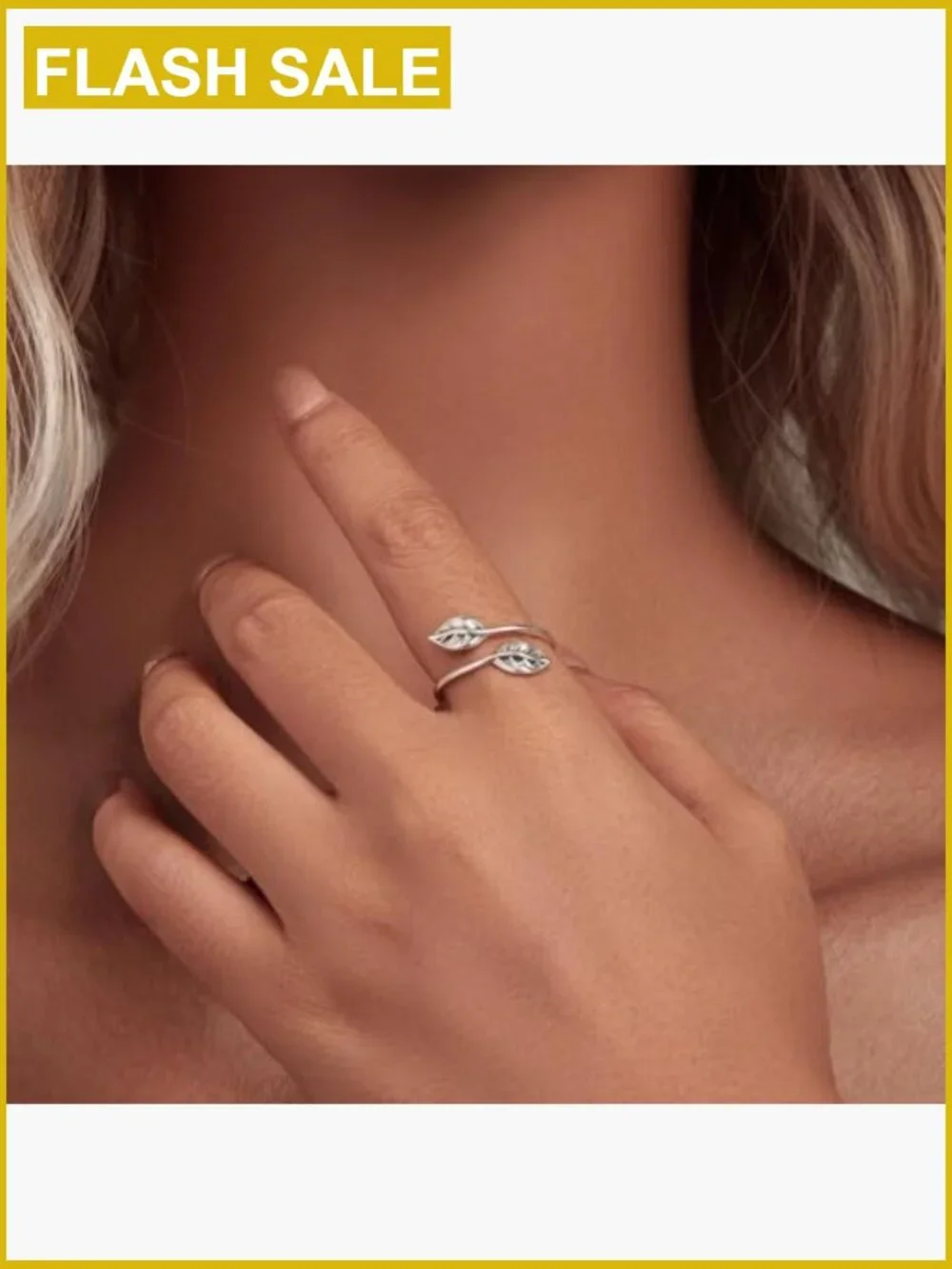 Sterling Silver Dainty Stackable Rings - Leaf Design Adjustable Size 6-9